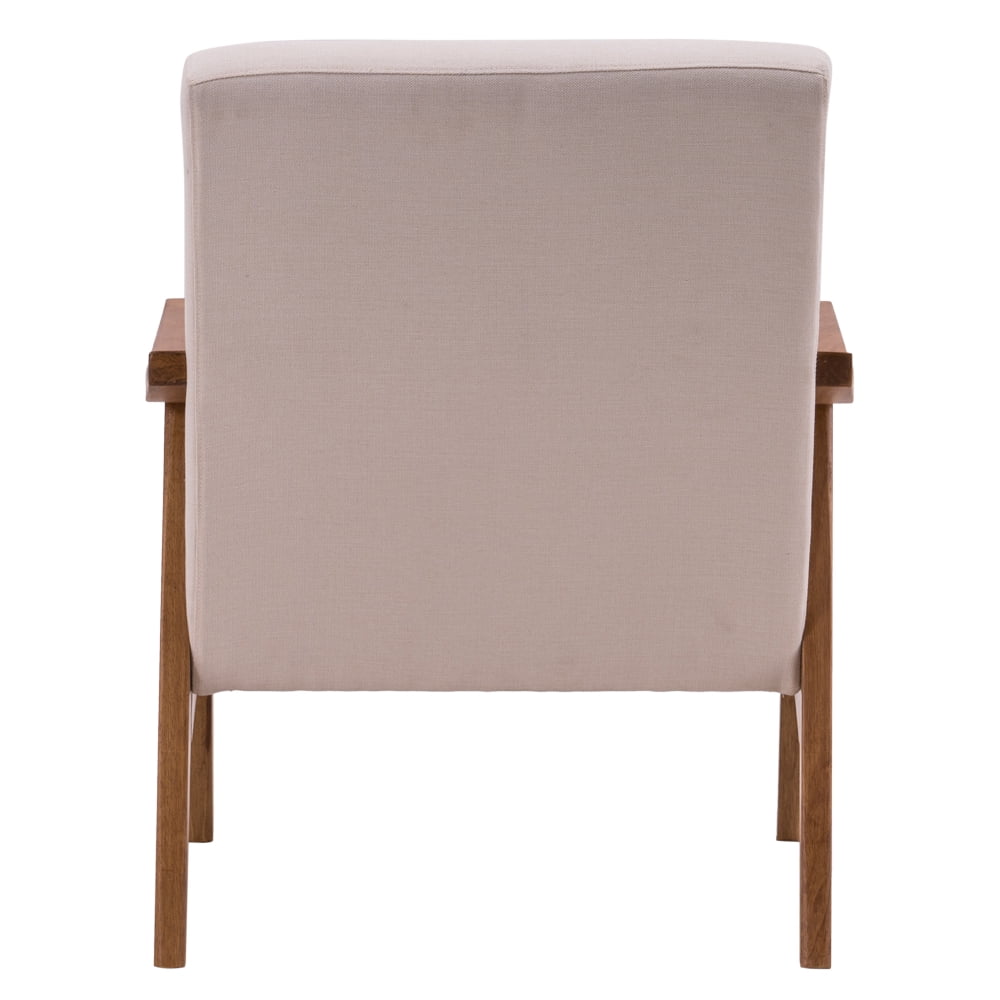 Solid Wood Retro Simple Single Sofa Chair Backrest without Buckle Beige