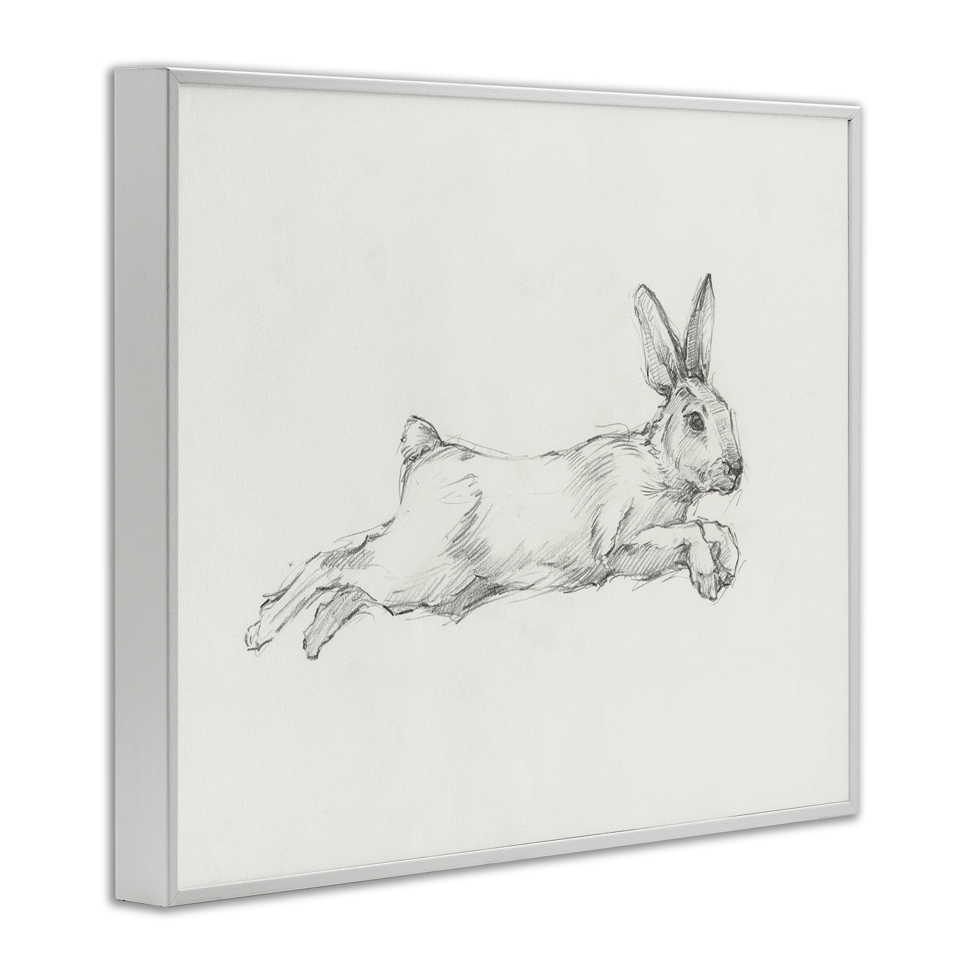 Stupell Industries Jumping Rabbit Sketch Animals & Insects Drawing White Framed Art Print Wall Art, 14 x 11