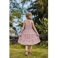 thumbnail image 3 of Arshiner Girls Summer Sleeveless Bow-Tie Straps Sundress Flowy Smocked Backless Tiered Lace Swing Midi Dress with Pockets, 3 of 6