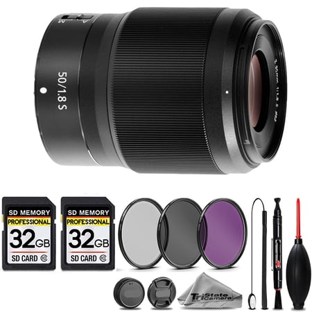 Nikon NIKKOR Z 50mm f/1.8 S Lens +3PC FILTER + 64GB STORAGE BUNDLE KIT (International Version)