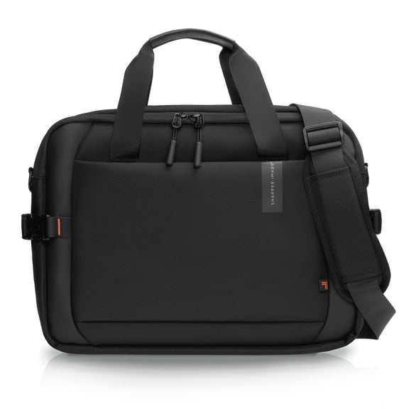 Sharper Image Venture Messenger Briefcase Laptop Bag Fits 17” Computer, 19L Water Resistant Crossbody Shoulder Bag with Strap for Work, School, Office, Travel, Black