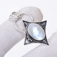 thumbnail image 3 of Rainbow Moonstone - India 925 Sterling Silver Pendant V3399, Solitaire Pendant, White Pendant, Oval Pendant, Gift For Her, Rainbow Moonstone Pendant, 3 of 4