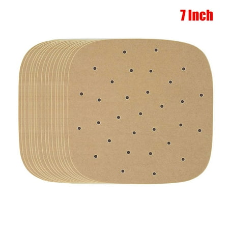 

100PCS 7 Inch Bamboo Steamer Paper Liner Perforated Fryer Liners Non-Stick New