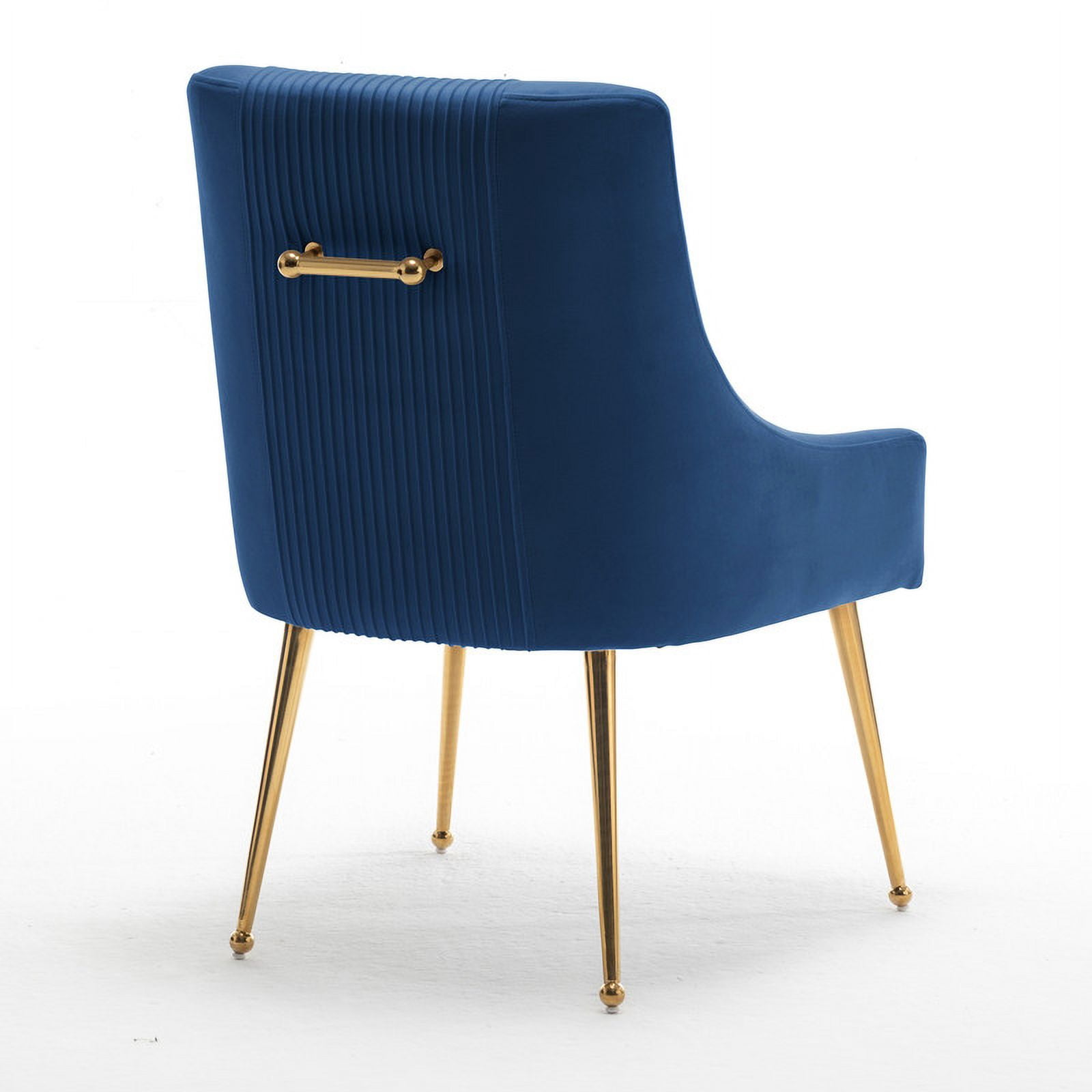 SEYNAR Modern Glam Boucle Pleated Velvet Accent Dining Chair, Set of 6 for Living Room with Rear Handle（Navy）