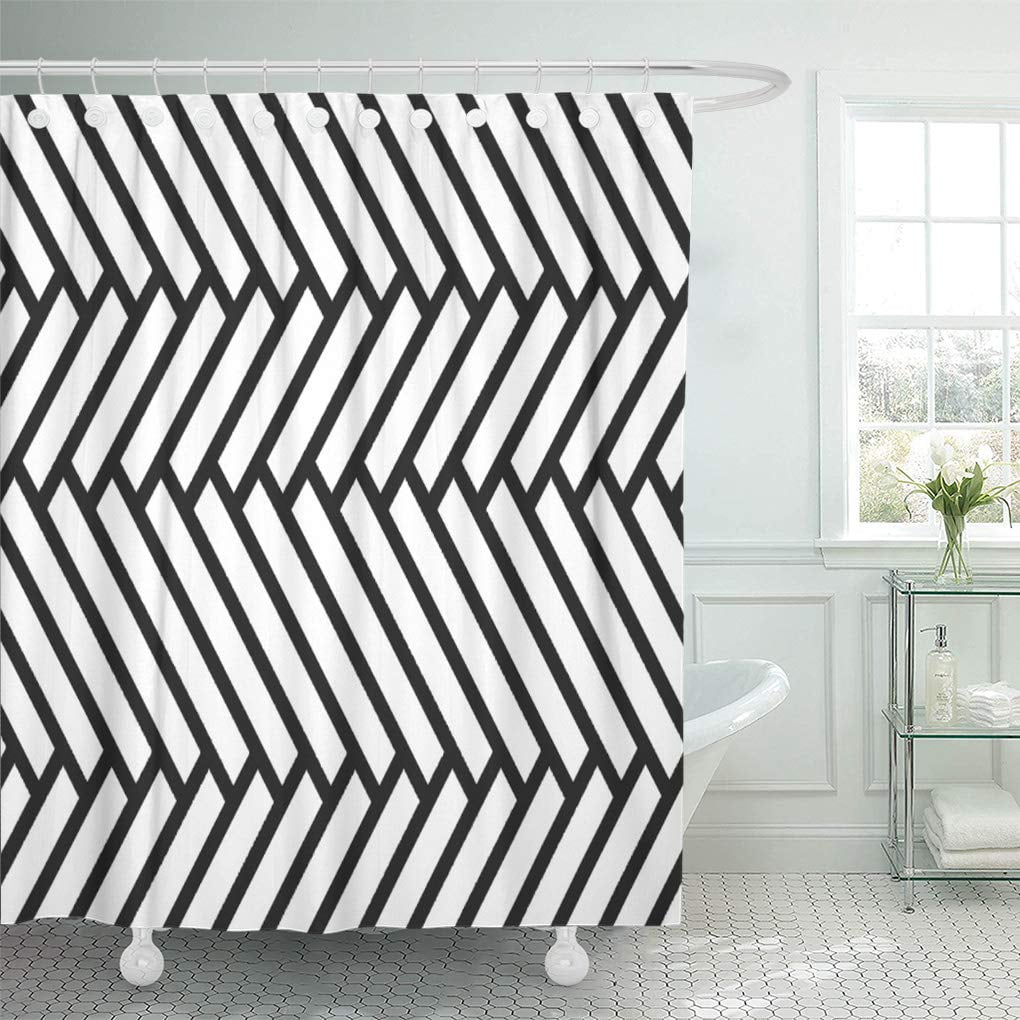 CYNLON Zigzag Striking Black and White Herringbone Zig Zag Classic