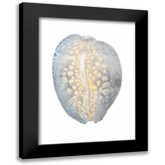 Vision Studio 11x14 Black Modern Framed Museum Art Print Titled - Silver Foil Shell II with Hand Color