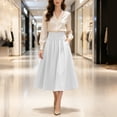 thumbnail image 3 of Skirts for Women Elegant Solid Color Casual Skirt with Elastic Waist for Everyday Wear and Travel Versatile Women's Skirt for Summer Style White S, 3 of 7