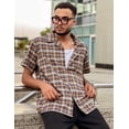 thumbnail image 3 of COOFANDY Mens Button Up Shirts Short Sleeve Collared Button Down Shirt Men Checkered Shirt, 3 of 7