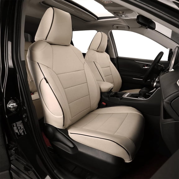 EKR Custom Fit Corolla Cross Seat Covers for Toyota Corolla Cross 2022 2023 2024 2025 2026 L,LE, Full Set Car Seat Protecter Leather Waterproof(Beige)