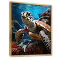 thumbnail image 2 of Designart "Turtle Encounter Green Blue Marine Animals IV" Animals Floater Framed Canvas Print, 2 of 7