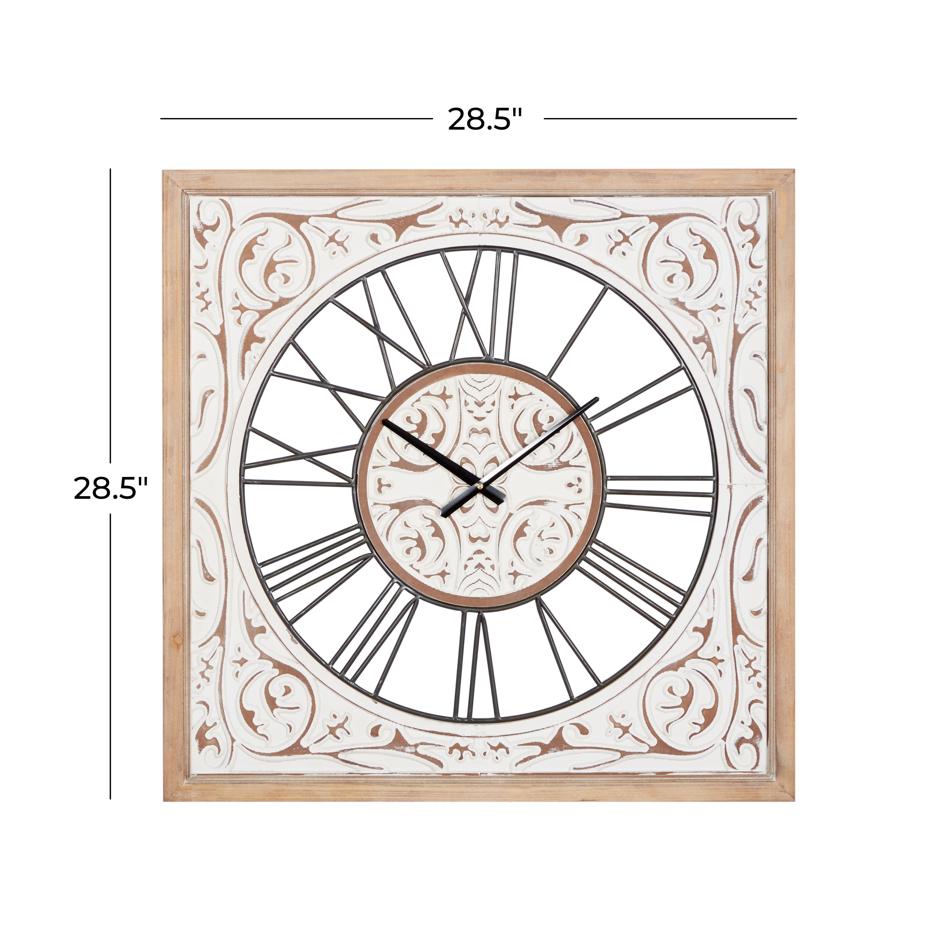 DecMode 29 In. White Farmhouse Wall Clock