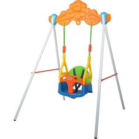 3-in-1 Baby Swing Set with Stand Toddler,Swing Set with Seat Belt and Metal Stand for Indoor,Outdoor,Backyard Play