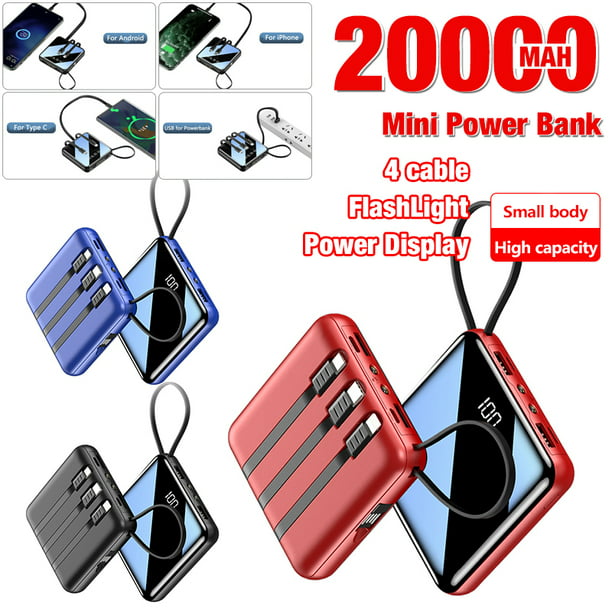 tand Politieagent Betuttelen 20000mAh Power Bank 4 in Power Bank 1 Charger Mini Mirror Power Bank for  iOS/Micro/type-c/USB-A, Blue - Walmart.com