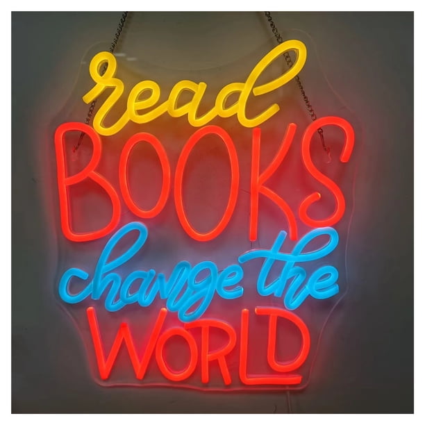 Letrero De Neón "Read Books" Para Sala Lectura, Dormitorio, Bar, Estar, Fiesta Cumpleaños, Decoración Pared, 48x41.5cm