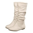 thumbnail image 5 of Womens Slouch Mid Calf Boots with Side Zipper Winter Fall Casual Suede No Heel Short Dress Boots for Ladies, 5 of 7
