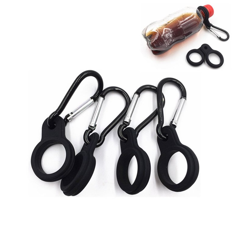 1 Water Bottle Holder Hook Belt Clip Aluminum Carabiner Camping Hiking Travel, Black