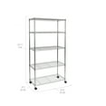 thumbnail image 5 of Seville Classics 5-Tier Steel Wire Shelving with Wheels, 30" W x 14" D x 60" H, Chrome Plated, 5 of 9