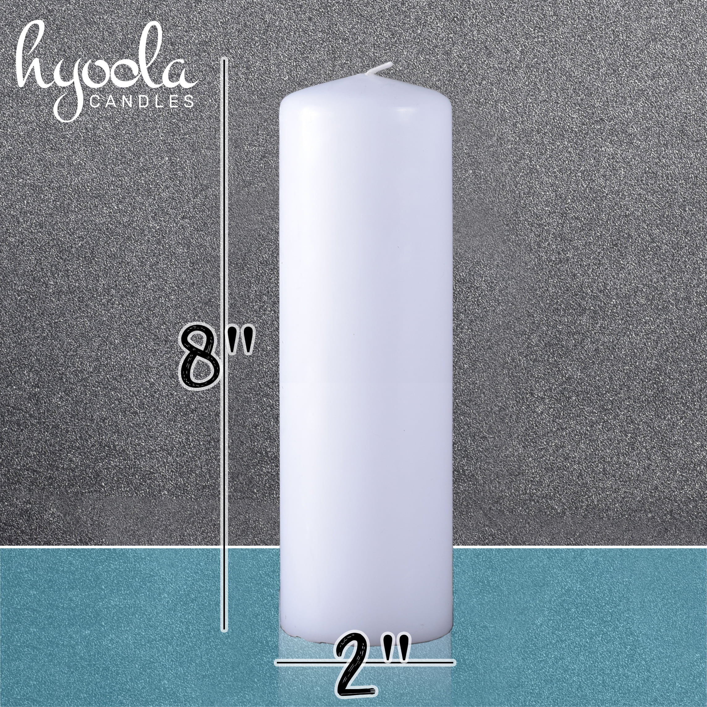 Hyoola 2 x 8 White Unscented European Made Pillar Candles, Dripless Paraffin Wax with Smokeless Cotton Wicks, 4-Pack