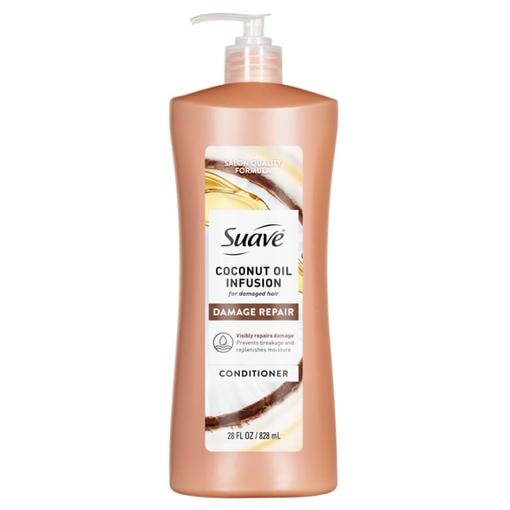 Suave Coconut Oil Infusion Conditioner for Damaged Hair, Visible Repair in 3 Uses, 28 FL OZ