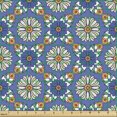 thumbnail image 2 of Geometric Sofa Upholstery Fabric by the Yard, Flower Portuguese Azulejo Pattern Oriental Influences, Decorative Fabric for DIY and Home Accents, Violet Blue Orange Green by Ambesonne, 2 of 5