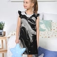 thumbnail image 4 of Fotbe Fluid Black White Paint Swirls Vestido de Dormir para Niñas de 3 a 10 Años, Mangas Cortas, Estilo Princesa, Pijama Camisón con Mangas Voladas-X-Large, 4 of 6