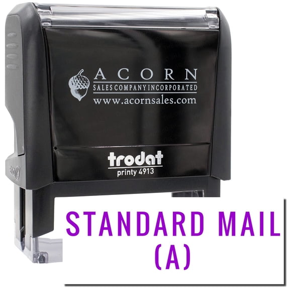 Large Self-Inking Standard Mail A Stamp, Trodat Printy 4913, Press and Print Stamping, Impression Size 7/8" x 2-1/4", Up to 10,000 Impressions - Purple Ink