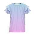 thumbnail image 5 of Delliss Girls T-shirts Ruffle Short Sleeve Summer Gradient Pleated Crewneck Casual Tops Tees Blouses, 5 of 6