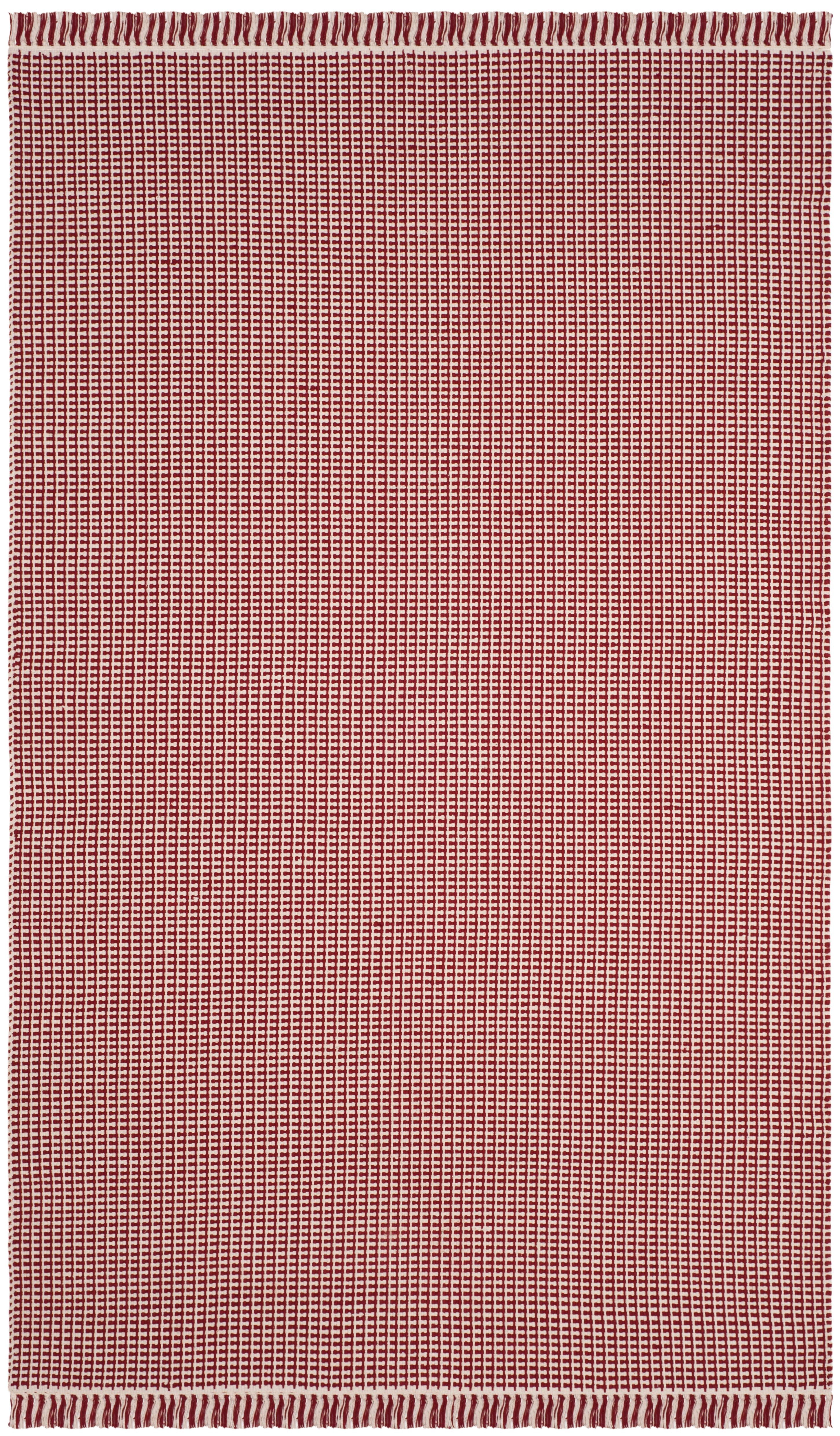 SAFAVIEH Montauk Patton Geometric Cotton Area Rug, Ivory/Red, 6' x 6' Square