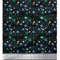 thumbnail image 1 of Soimoi Crepe Silk Fabric Star,Planet & Alien Cartoon Fabric Prints by Yard 42 Inch Wide, 1 of 1