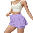 thumbnail image 5 of UDAUDU Women's Flowy Running Shorts High Waisted Gym Ruffle Workout Shorts Butterfly 2 in 1 Athletic Shorts Tennis Shorts with Pockets Light Purple S, 5 of 5