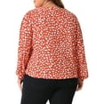 thumbnail image 4 of DARING DIVA Women's Plus Polka Dot V Neck Long Sleeve Blouse 4X Orange, 4 of 6