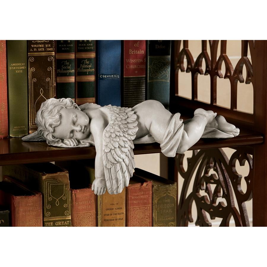 Design Toscano Sleepy Time Baby Angel Napping Shelf Sitter Statue, 12 Inch, Polyresin, Antique