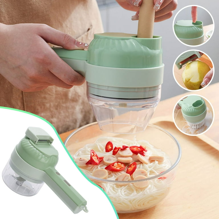 Lingouzi 4-in- Handheld Electric Chopper Set, Electric Garlic Mud Masher  Food Chopper, Portable Mini Wireless Food Processor, for Garlic Pepper  Chili Onion Celery Ginger Meat with Brush 