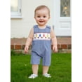 thumbnail image 3 of Rovasas Boy Back to School Romper Pencil Embroidery Plaid Round Neck Jumpsuit, 3 of 9