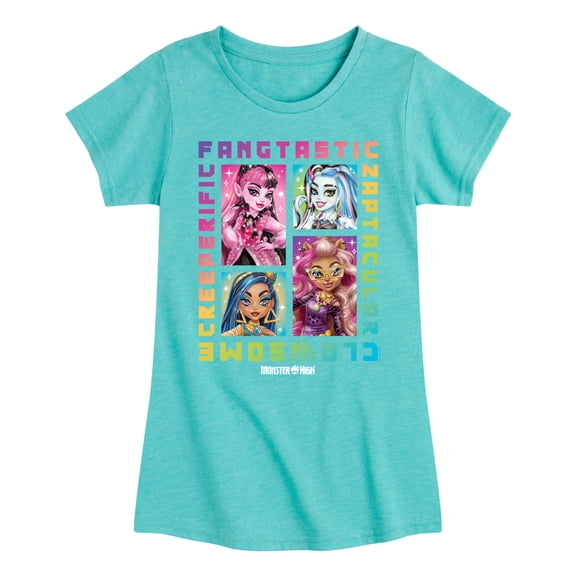 Monster High - Clawsome, Fangtastic, Creeperific & Zapptacular - Toddler & Youth Girls Short Sleeve T-Shirt