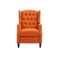 thumbnail image 3 of Arm Pushing Recliner Chair, Modern Button Tufted Wingback Manual Push Back Recliner Chair with Wood Leg & Side Pocket, Upholstered Living Room Chair Single Reclining Sofa Home Theater Seating, Orange, 3 of 7