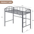 thumbnail image 2 of Loft Bed Twin Size with Ladde and Arched Guardrail, Heavy Duty Metal Loft Bed Frame for Kids and Adults, Sturdy Steel Slats Support, Small Space Saving Design, No Box Spring Needed, Gray, 2 of 8