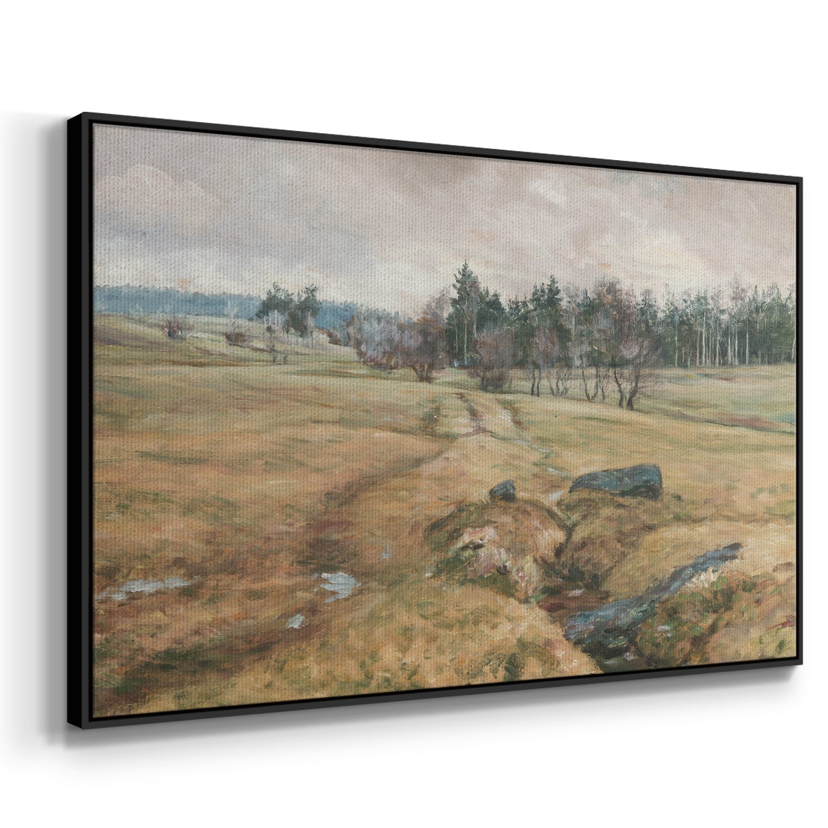 Vintage Landscape-CCCLXIV By Wexford Home Framed in Black Wood Gallery Wrapped Canvas 27 in. x 41 in.