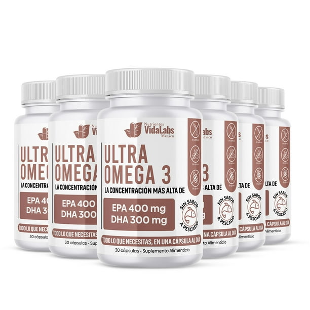 Pack 6 Frascos Ultra Omega 3 Nutrientes Vidalabs México Alta Concentración EPA y DHA