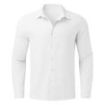 thumbnail image 4 of Alkepwun Plus Size Men's Cotton Linen Shirts Casual Loose Button Down Long Sleeve Shirt Solid Spread Collar Lightweight Beach Plain Tops Summer Beach Shirts, 4 of 5