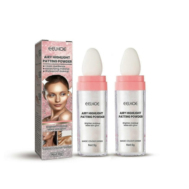 - 2pack Highlighter Powder Stick,airy Highlight Patting Powderpolvo De Hadas Body Highlighter Powder, Sparkle Patting Powder For Hair Face Eyes