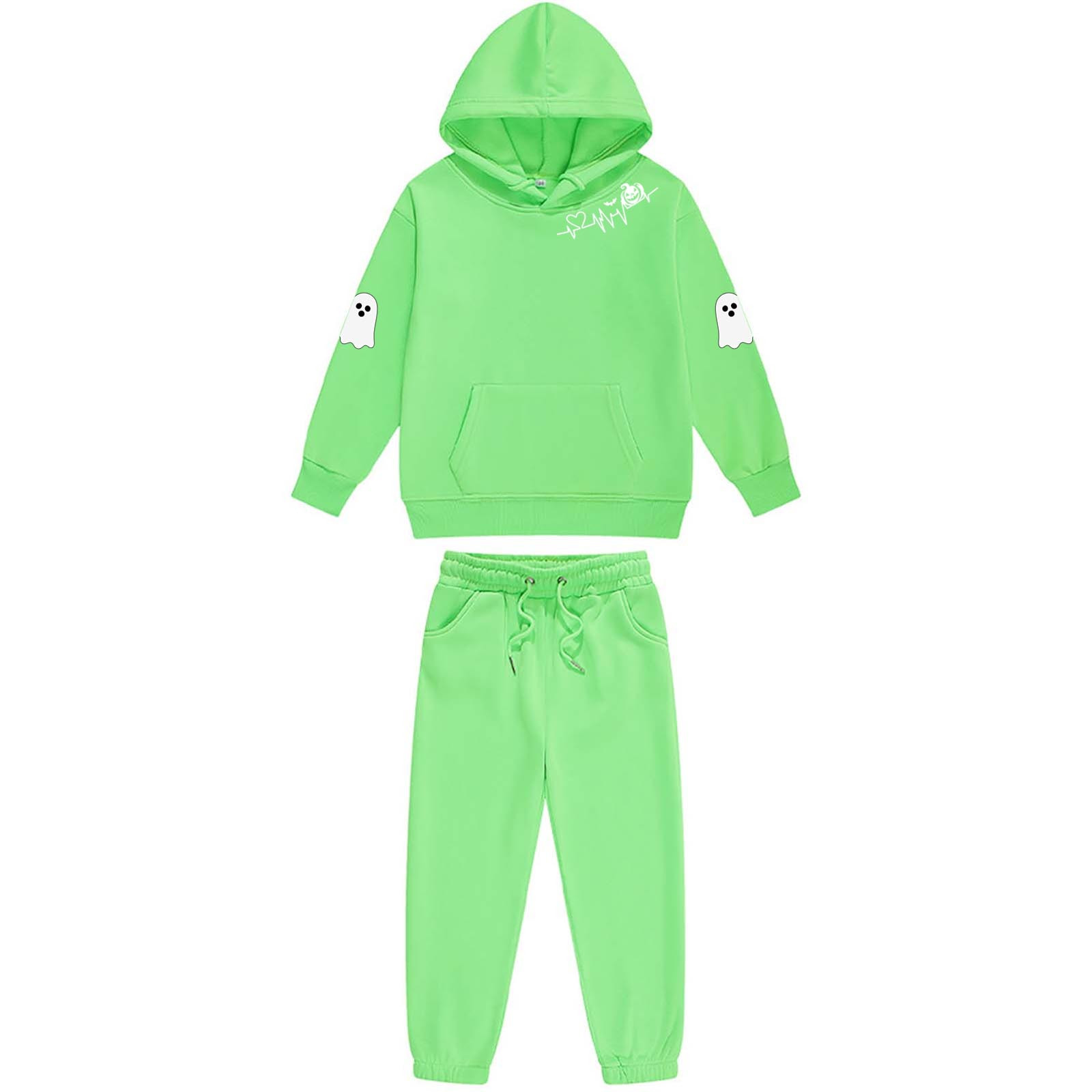 Survêtement 2 Pièces Pour Enfants (fille/garçon) - Capuche, Manches Longues - 95% Polyester, 5% Coton - Pour Vacances, Halloween