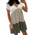 thumbnail image 1 of MAWCLOS Robes Mini pour Femmes Couleur Unie Robe T-Shirt Manches Courtes Robe d'Été Décontractée Col en V Kaki + Vert Armée TG, 1 of 2