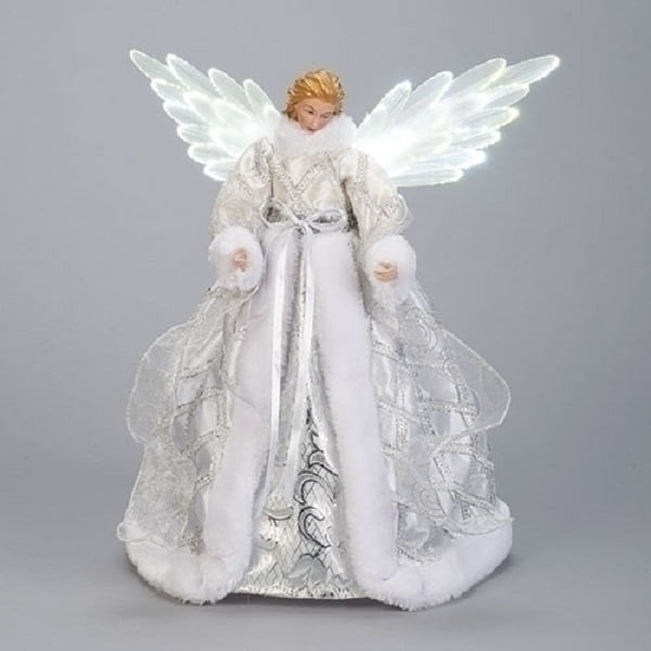 Angel White and Silver Tree Topper with Moving Wings B/O 18” - Walmart