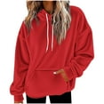 thumbnail image 2 of JUSLIO Womens Hoodies Solid with Pockets Shoulder Drop Fleece Long Sleeved Hooded Sweatshirts, 2 of 5