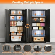 AOBABO Metal Storage Cabinet with 4 Shelves,Lockable Steel Storage Cabinets for Garage,Office,Warehouse,Black,Assembly Required