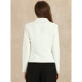 thumbnail image 3 of DARING DIVA Women's Business Casual Notched Stand Collar Work Blazer XS Beige White, 3 of 6