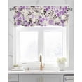 thumbnail image 2 of Country Floral Linen Curtain Valance for Bedroom/Bathroom/Kitchen/Office/Living/Dining Room Windows, Shabby Chic Purple Flower Ink Leaves Rod Pocket Topper Decorative Cafe Drapes Panel 42"x18", 2 of 6