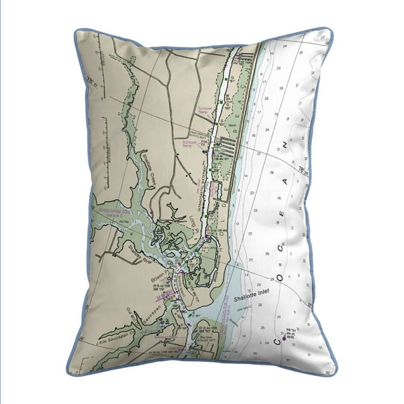 Betsy Drake SN11534HB 11 x 14 in. Holden Beach, NC Nautical Map Small Corded Indoor & Outdoor Pillow