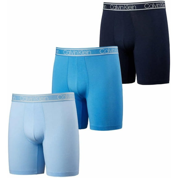 Calvin Klein Mens 3 Pack Lightweight Boxer Brief (Navy/Shoreline/Light Blue,X-Large)